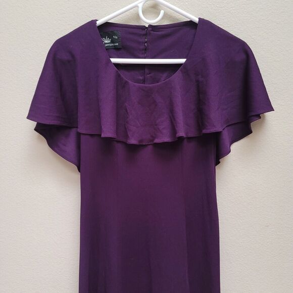 Vintage Ursula of Switzerland Womens Size 9/10 Purple Fancy Maxi Dress - Picture 3 of 8